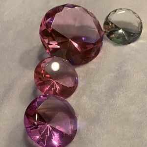 Oleg Cassini signed crystal paperweight set of four